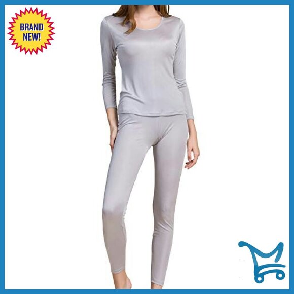 Women's Silk Thermal Underwear Set Base Layer Long Johns - Picture 2 of 7